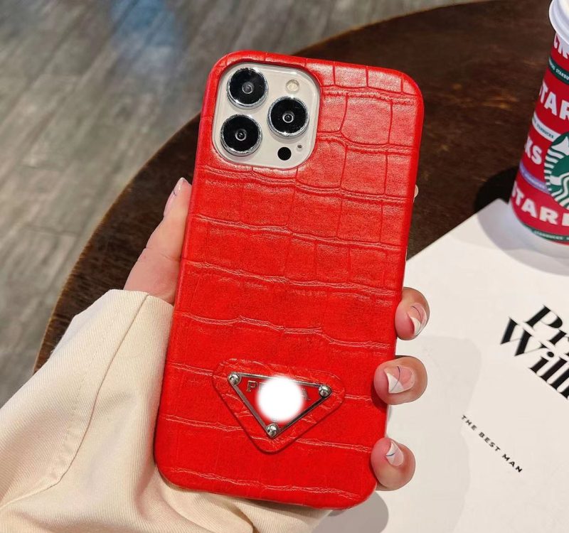 Replica Designer Prada Hard Shell Solid Imitation Leather Crocodile Mobile Phone Case