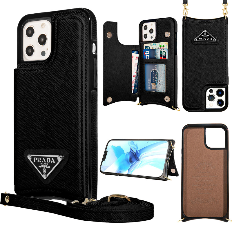 Replica Designer Prada Imitation Leather Solid Color Mobile Phone Case