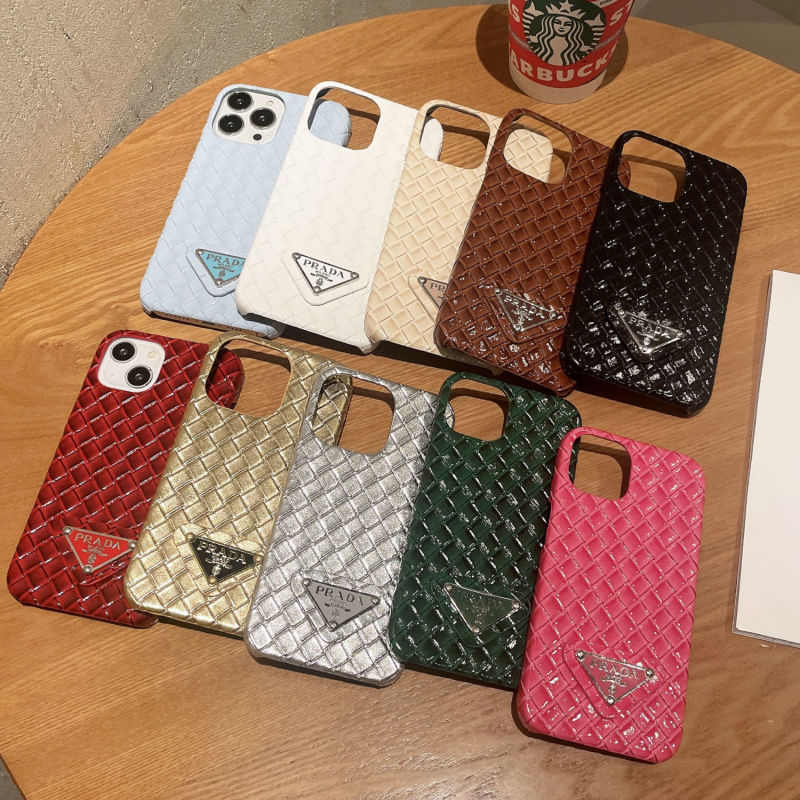 Replica Designer Prada Lacquer Woven Pattern Mobile Phone Case