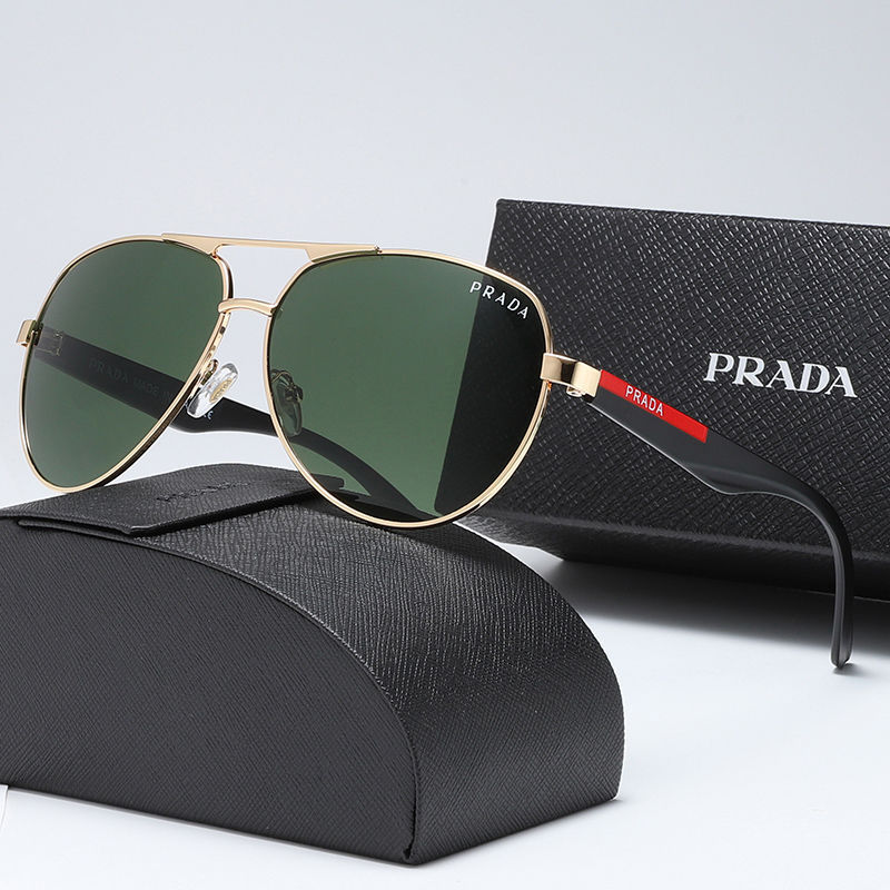 Replica Designer Prada Men Metal Toad Mirror Casual Oval Sunglasses