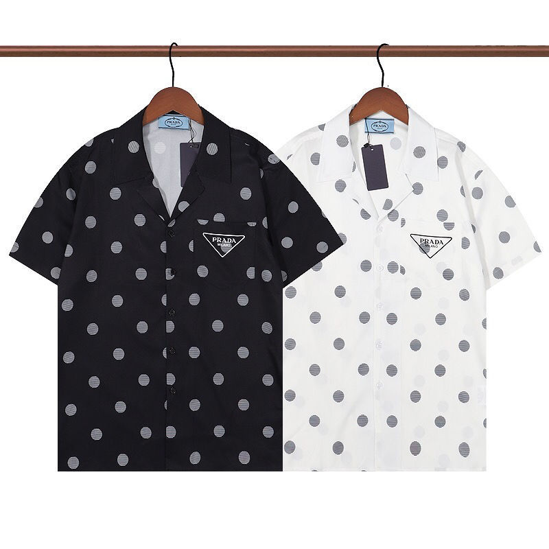 Replica Designer Prada Men Summer Polka Dot Pattern Short-Sleeved T-Shirts