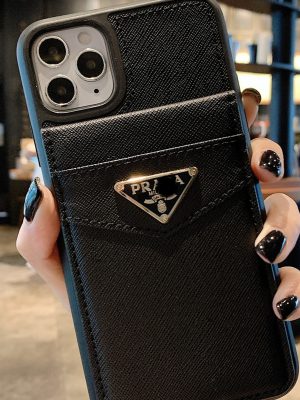 Replica Designer Prada Solid Color Inserted Card Mobile Phone Protective Cover