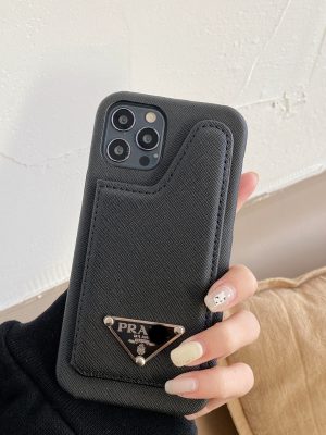 Replica Designer Prada Solid Color Letters Insert Card Mobile Phone Case