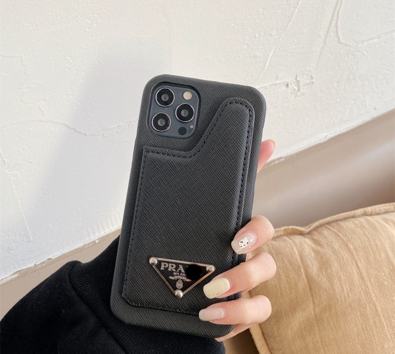 Replica Designer Prada Solid Color Letters Insert Card Mobile Phone Case