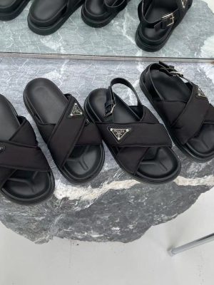 Replica Designer Prada Thick Bottom Cross Pine Casual Sandals And Slippers