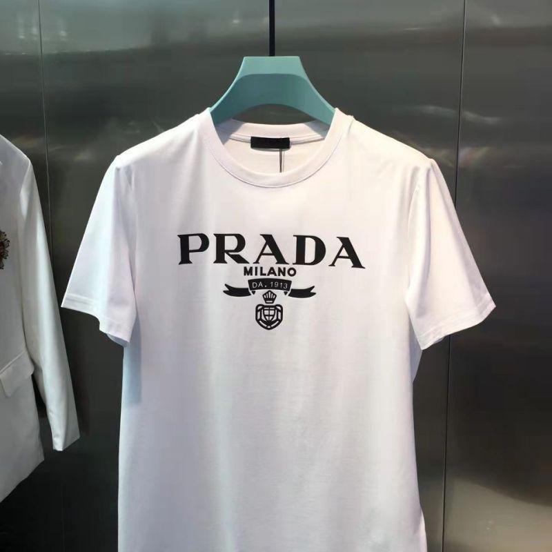 Replica Designer Prada Unisex Spring And Summer All-Match Cotton Short-Sleeved Printing T-Shirt