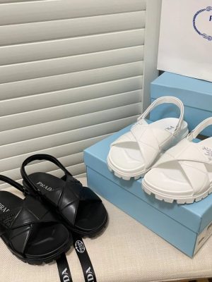 Replica Designer Prada Velcro Platform Sandals