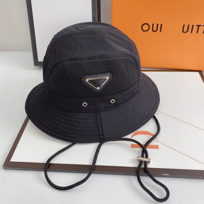 Replica Designer Prada Windproof Breathable Black Simple Fisherman Hat
