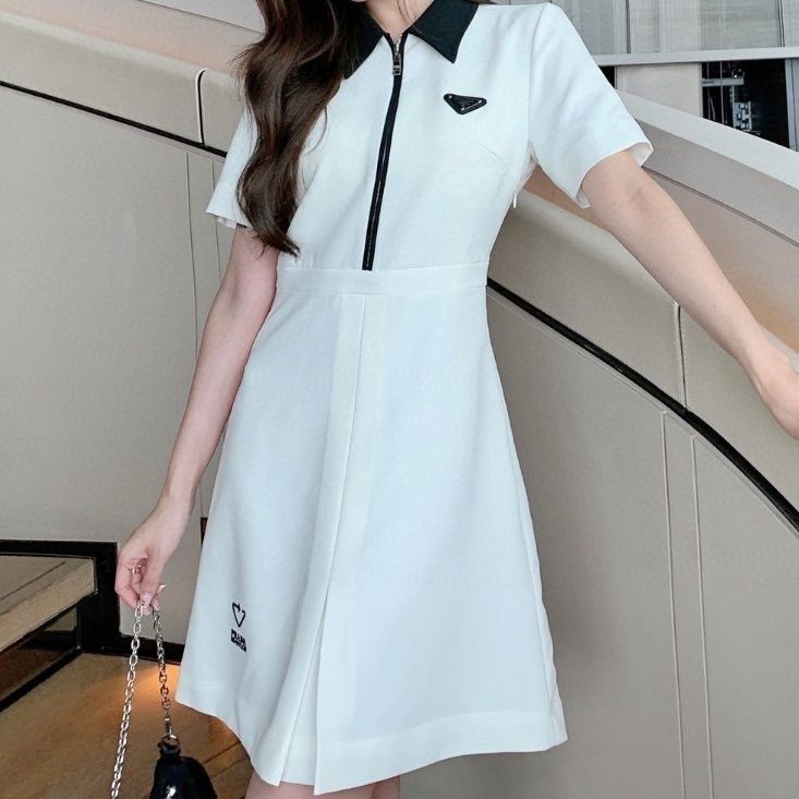 Replica Designer Prada Women Color-Blocking Temperament Dress