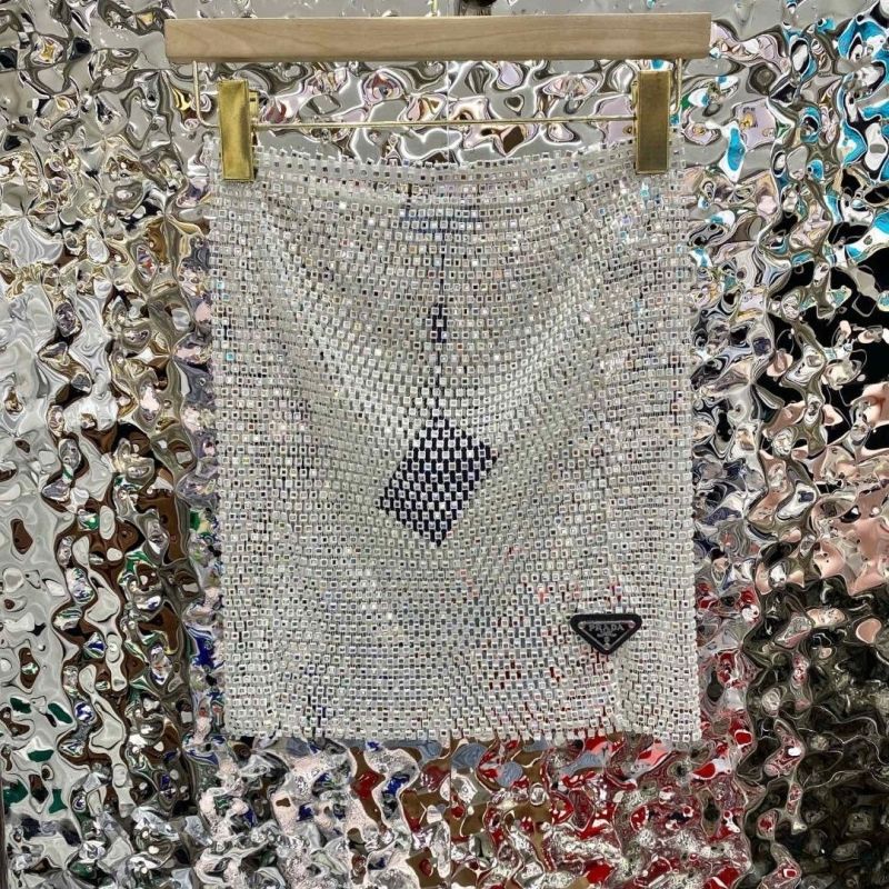 Replica Designer Prada Women Imitation Crystal Embellished Tulle Mini Skirt