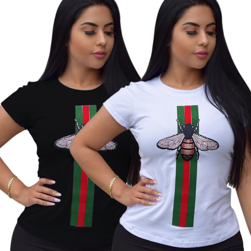 Replica Designer Replica Gucci Design Women Black White Casual T-Shirt