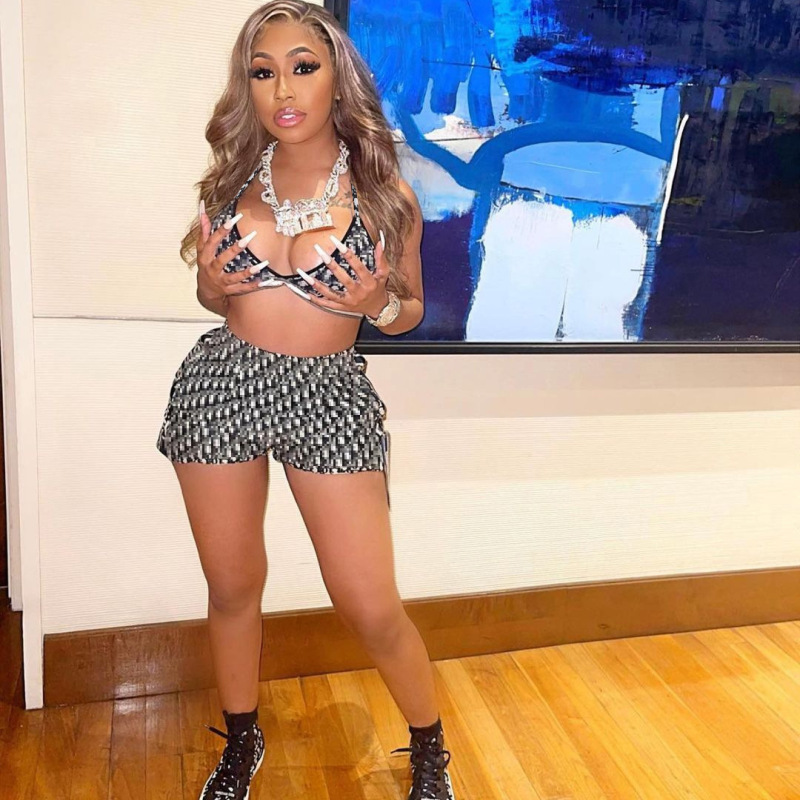 Replica Designer Women Letter Print Shorts Two-Piece Set