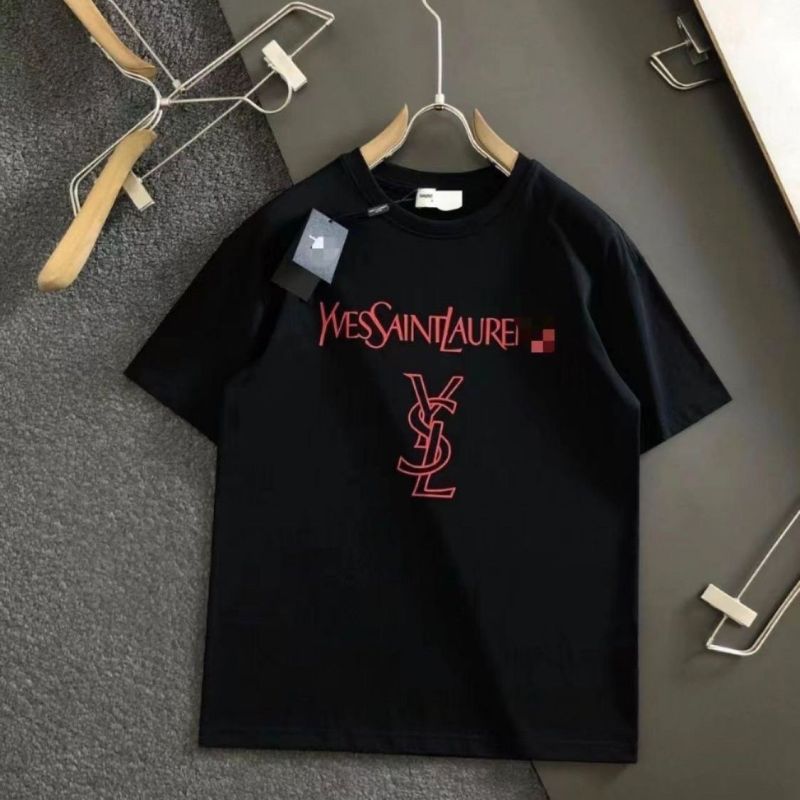 Replica Designer YSL Fashion Men And Women Round Neck Short-Sleeved T-Shirt