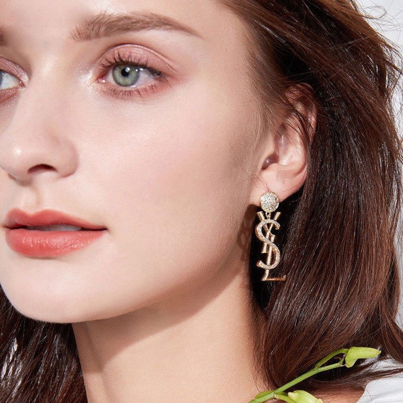 Replica Designer YSL Boucles d'oreilles Or Lettre Imitation Diamant
