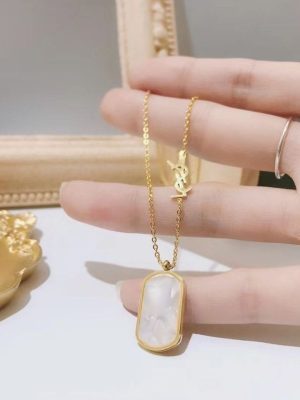 Replica Designer YSL Women Fashion Collarbone Chain Simple Letter Necklace