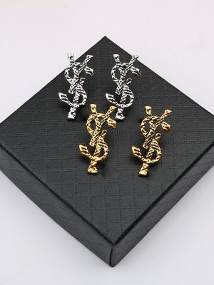 Replica Designer YSL Women Fashion Metal Letters Personality Earrings