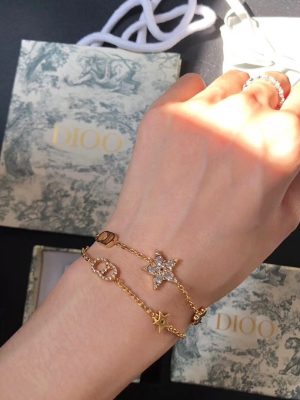 Replica Designer er Dior Women Gold CD Letters Fashion rhinestones Bracelet