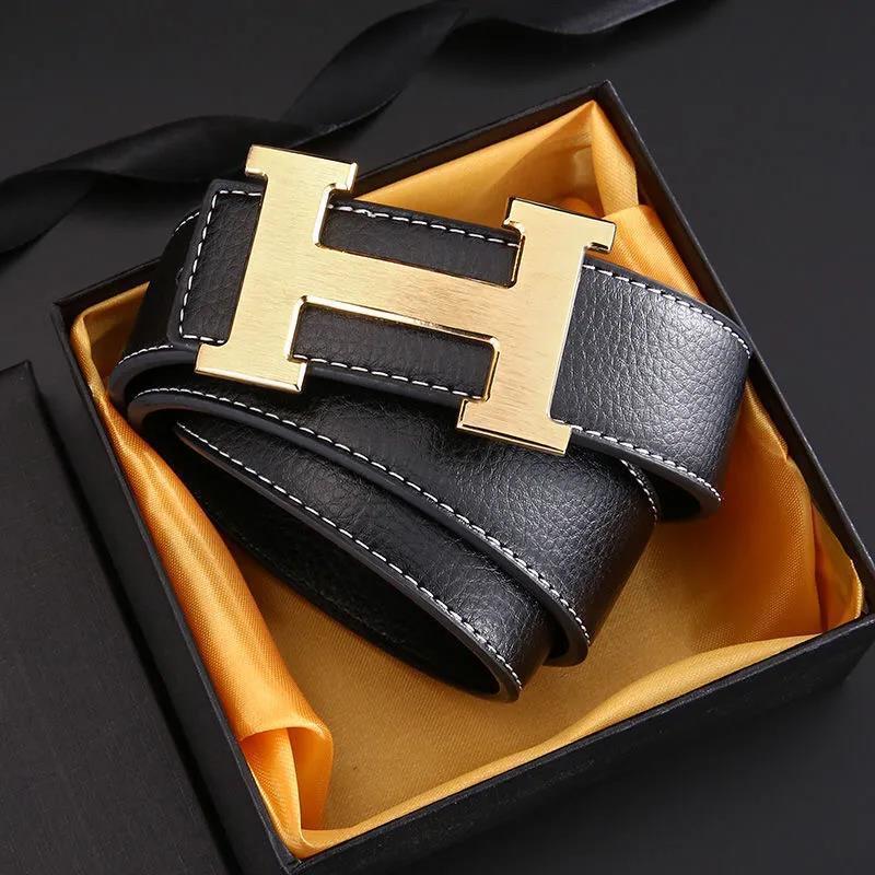 Replica Herme Men Fashion Copper Buckle H Leather Belt