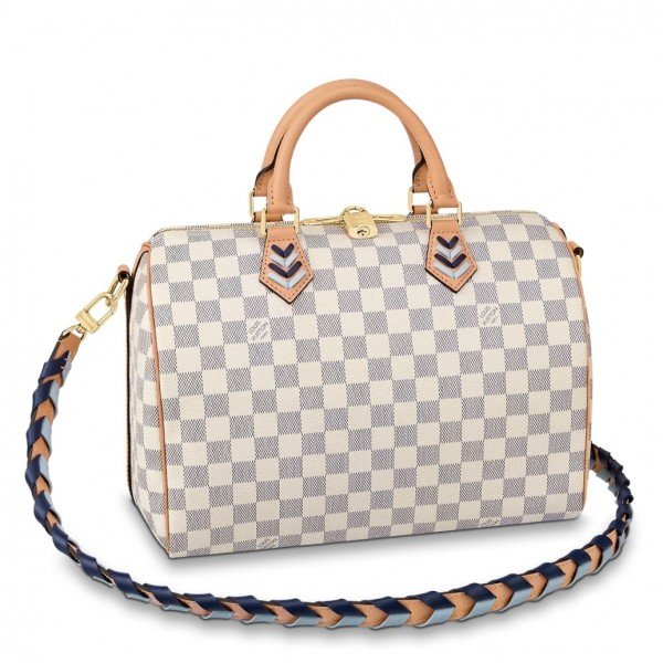 Replica Louis Vuitton Damier Azur Speedy Bandoulire 30 With Braided Strap N50054 BLV041 For Sale